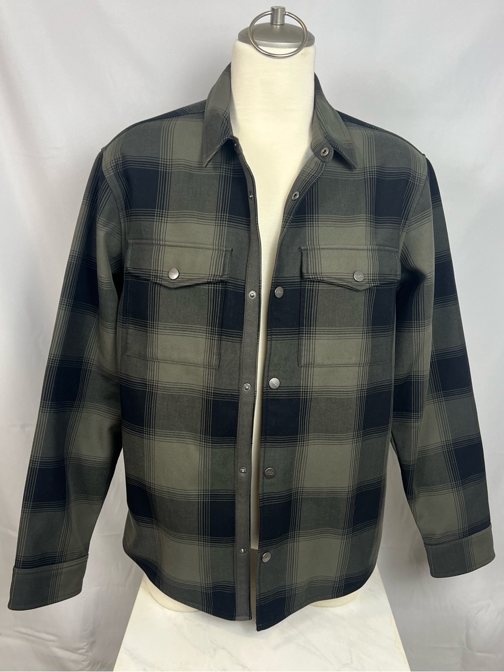 Vuori Plaid Snap Front Range Jacket - Olive/Black